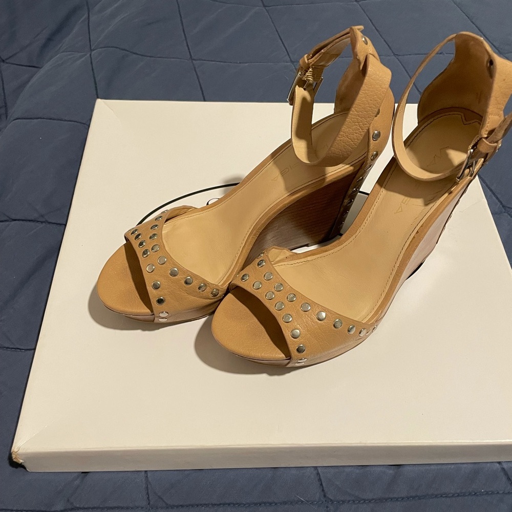 Via Spiga Beige Heeled Wedges